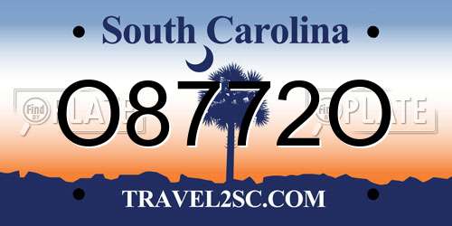 O8772O South Carolina License Plate