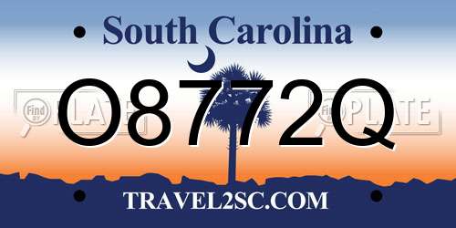 O8772Q South Carolina License Plate
