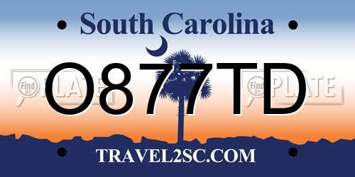 O877TD South Carolina License Plate