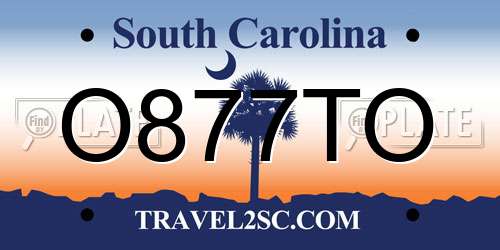 O877TO South Carolina License Plate