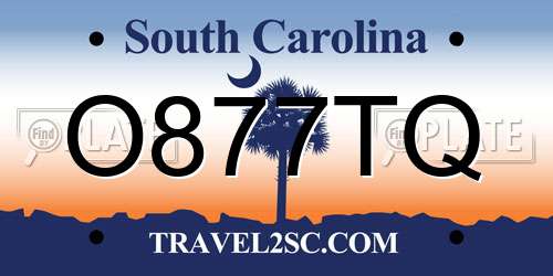 O877TQ South Carolina License Plate