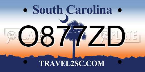 O877ZD South Carolina License Plate