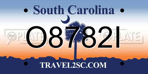 O8782I South Carolina License Plate
