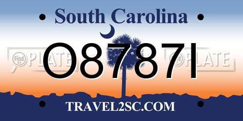O8787I South Carolina License Plate