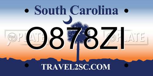 O878ZI South Carolina License Plate