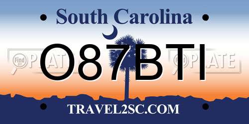 O87BTI South Carolina License Plate