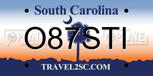 O87STI South Carolina License Plate