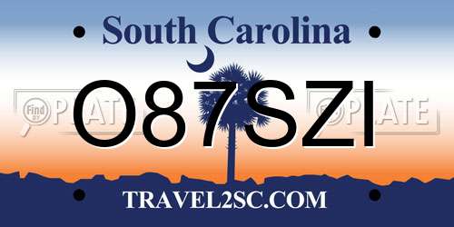 O87SZI South Carolina License Plate