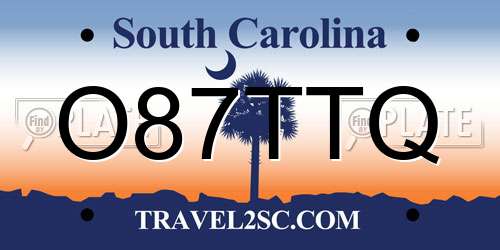 O87TTQ South Carolina License Plate