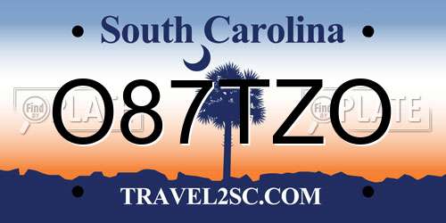 O87TZO South Carolina License Plate