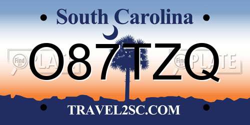 O87TZQ South Carolina License Plate