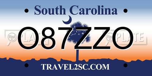 O87ZZO South Carolina License Plate