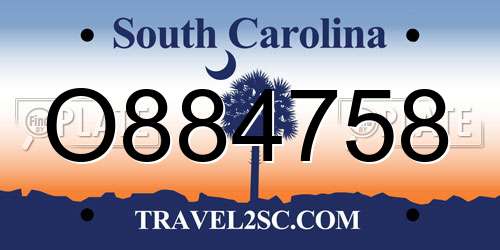O884758 South Carolina License Plate