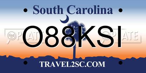 O88KSI South Carolina License Plate
