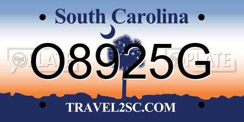 O8925G South Carolina License Plate