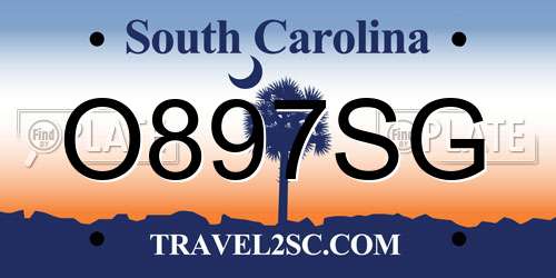 O897SG South Carolina License Plate