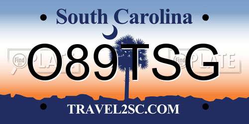 O89TSG South Carolina License Plate