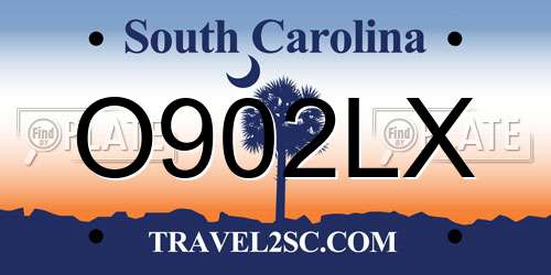O902LX South Carolina License Plate