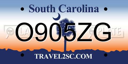 O905ZG South Carolina License Plate
