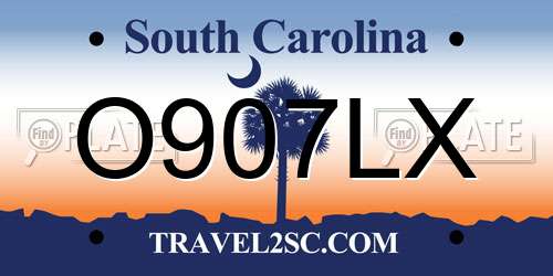 O907LX South Carolina License Plate