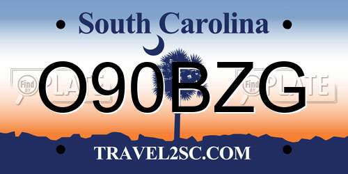 O90BZG South Carolina License Plate