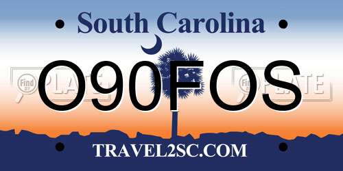 O90FOS South Carolina License Plate