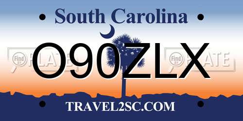 O90ZLX South Carolina License Plate