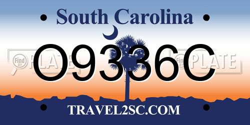 O9336C South Carolina License Plate