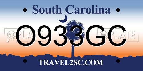 O933GC South Carolina License Plate