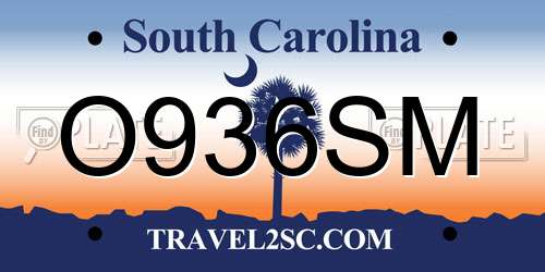 O936SM South Carolina License Plate