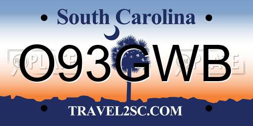 O93GWB South Carolina License Plate