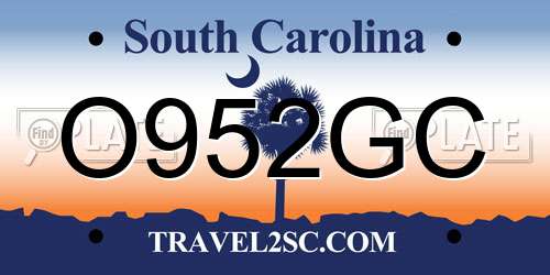 O952GC South Carolina License Plate