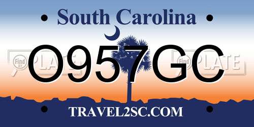 O957GC South Carolina License Plate