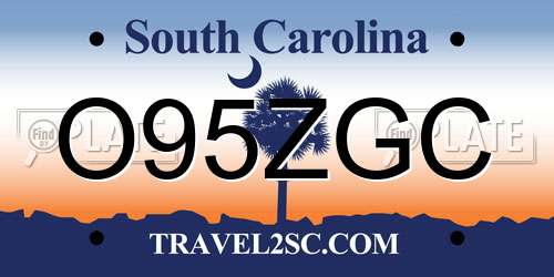 O95ZGC South Carolina License Plate