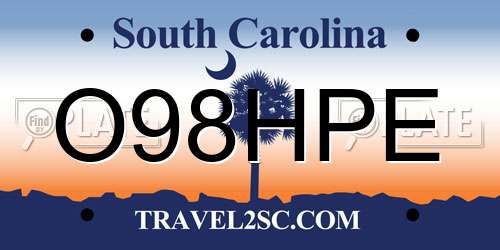 O98HPE South Carolina License Plate