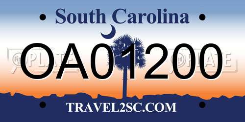 OA01200 South Carolina License Plate