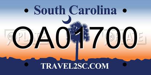 OA01700 South Carolina License Plate