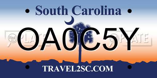 OA0C5Y South Carolina License Plate