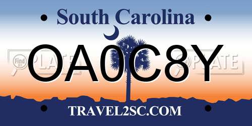 OA0C8Y South Carolina License Plate