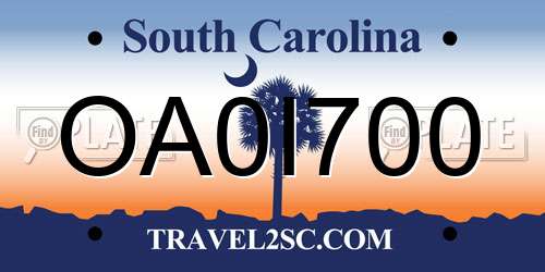 OA0I700 South Carolina License Plate
