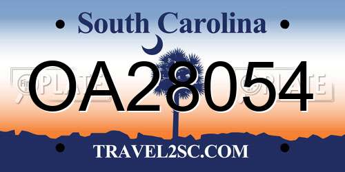 OA28054 South Carolina License Plate