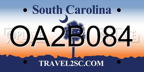 OA2B084 South Carolina License Plate