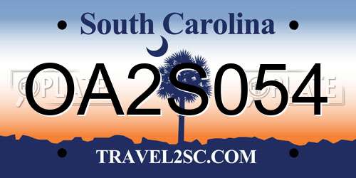 OA2S054 South Carolina License Plate