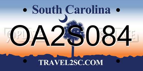 OA2S084 South Carolina License Plate