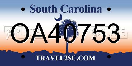 OA40753 South Carolina License Plate