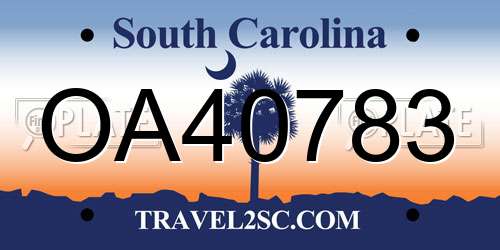 OA40783 South Carolina License Plate