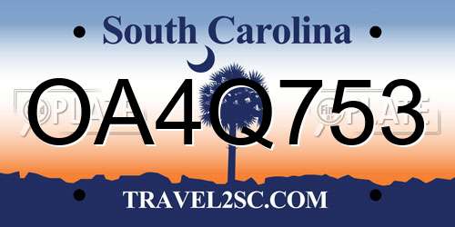 OA4Q753 South Carolina License Plate