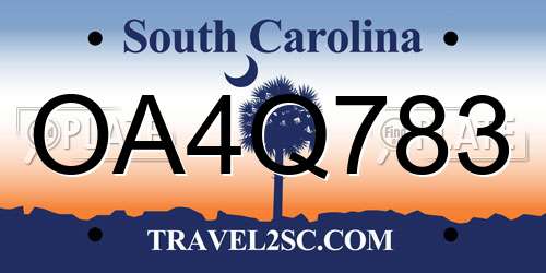 OA4Q783 South Carolina License Plate