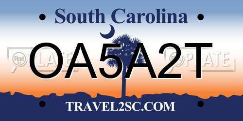 OA5A2T South Carolina License Plate