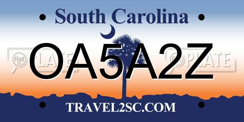 OA5A2Z South Carolina License Plate
